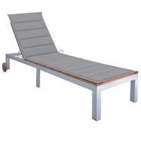 Sun Lounger with Cushion Solid Wood Acacia and Galvanised Steel