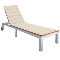 Sun Lounger with Cushion Solid Wood Acacia and Galvanised Steel