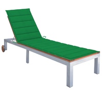 Sun Lounger with Cushion Solid Wood Acacia and Galvanised Steel