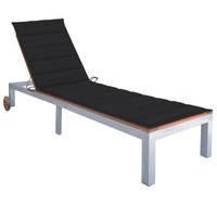 Sun Lounger with Cushion Solid Wood Acacia and Galvanised Steel