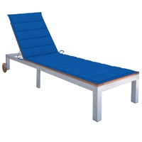 Sun Lounger with Cushion Solid Acacia Wood and Galvanised Steel