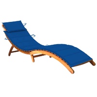 Garden Sun Lounger with Cushion Solid Acacia Wood