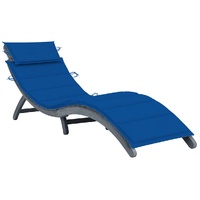 Sun Lounger with Cushion Grey Solid Acacia Wood