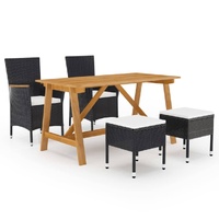 5 Piece Garden Dining Set Black