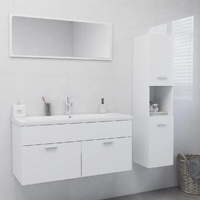 Bathroom Furniture Set White Engineered Wood