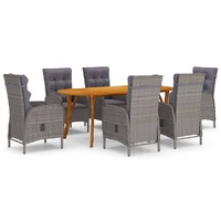 7 Piece Garden Dining Set Grey