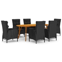 7 Piece Garden Dining Set Black