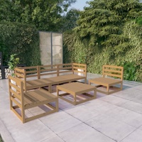 6 Piece Garden Lounge Set Honey Brown Solid Pinewood