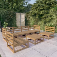 7 Piece Garden Lounge Set Honey Brown Solid Pinewood