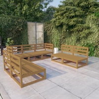 7 Piece Garden Lounge Set Honey Brown Solid Pinewood