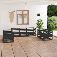 7 Piece Garden Lounge Set Black Solid Pinewood
