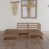 5 Piece Garden Lounge Set Honey Brown Solid Pinewood