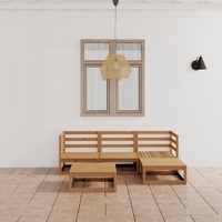 5 Piece Garden Lounge Set Honey Brown Solid Pinewood