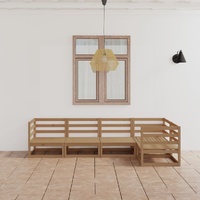 5 Piece Garden Lounge Set Honey Brown Solid Pinewood