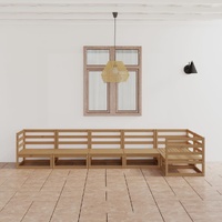 6 Piece Garden Lounge Set Honey Brown Solid Pinewood