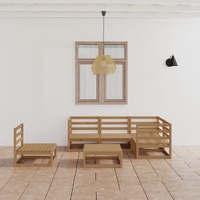 6 Piece Garden Lounge Set Honey Brown Solid Pinewood