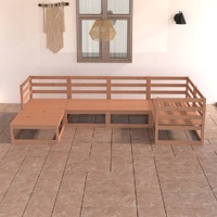 6 Piece Garden Lounge Set Honey Brown Solid Pinewood