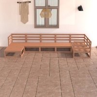 7 Piece Garden Lounge Set Honey Brown Solid Pinewood