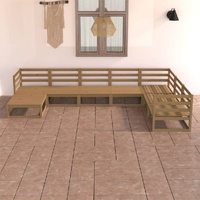 7 Piece Garden Lounge Set Honey Brown Solid Pinewood