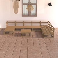 8 Piece Garden Lounge Set Honey Brown Solid Pinewood