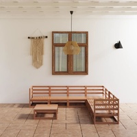 8 Piece Garden Lounge Set Honey Brown Solid Pinewood