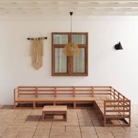 9 Piece Garden Lounge Set Honey Brown Solid Pinewood