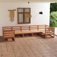 7 Piece Garden Lounge Set Solid Pinewood