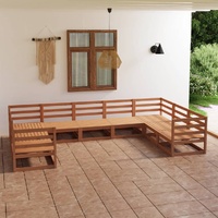 9 Piece Garden Lounge Set Solid Pinewood