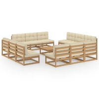 13 Piece Garden Lounge Set with Cushions Solid Pinewood