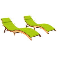 Sun Loungers 2 pcs with Cushions Solid Acacia Wood