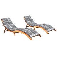 Sun Loungers 2 pcs with Cushions Solid Acacia Wood