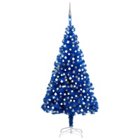 Artificial Pre-lit Christmas Tree with Ball Set Blue 240 cm PVC
