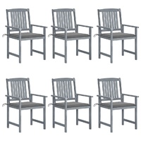 Garden Chairs with Cushions 6 pcs Solid Wood Acacia Grey
