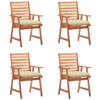 Outdoor Dining Chairs 4 pcs with Cushions Solid Acacia Wood