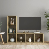 TV Cabinets 2 pcs Sonoma Oak 107x35x37 cm Engineered Wood