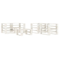 5 Piece Garden Pallet Lounge Set Solid Pinewood White