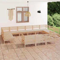 13 Piece Garden Lounge Set Solid Pinewood