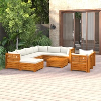 10 Piece Garden Lounge Set with Cushions Solid Wood Acacia