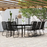 9 Piece Garden Dining Set Black