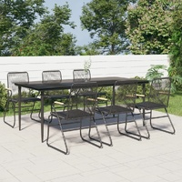 7 Piece Garden Dining Set Black PVC Rattan