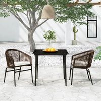 3 Piece Garden Dining Set Brown