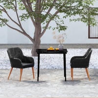 3 Piece Garden Dining Set with Cushions Black
