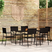 7 Piece Garden Dining Set Black