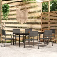 7 Piece Garden Dining Set Grey