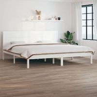 Bed Frame without Mattress White 183x203 cm King Solid Wood