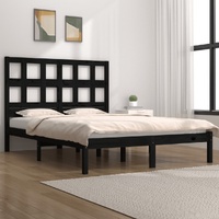 Bed Frame without Mattress Black 150x200 cm Solid Wood Pine