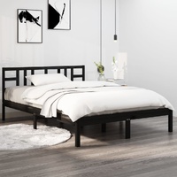 Bed Frame without Mattress Black 135x190 cm Solid Wood