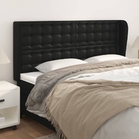 Headboard with Ears Black 203 cm Faux Leather