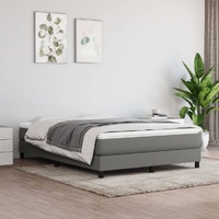 Bed Frame without Mattress Dark Grey Double Fabric