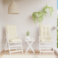 Garden Highback Chair Cushions 2 pcs Cream 120x50x7 cm Fabric